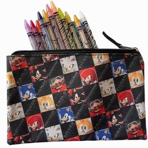 Crayola Twistables colored pencils with Sonic the Hedgehog black pencil holder